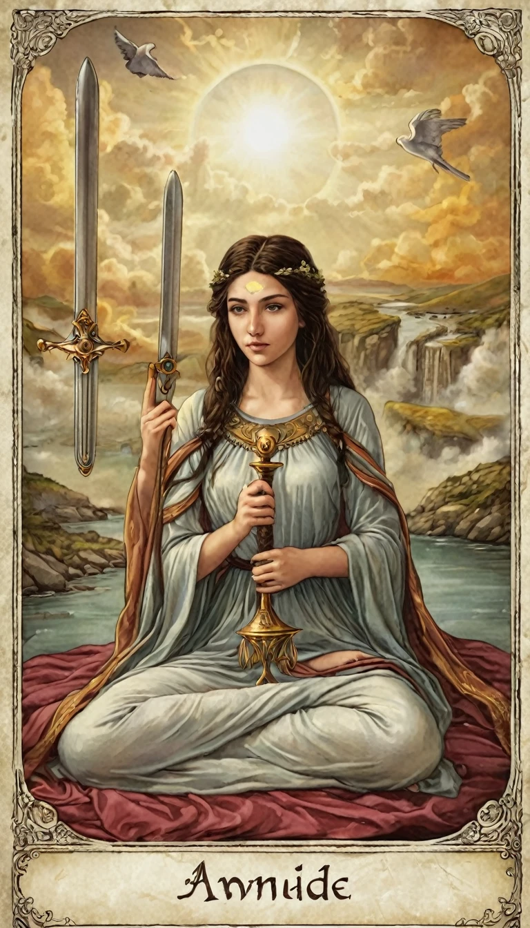 4 of swords, tarot card, tartarian style, very realistic, 1. **Four of Swords Tarot Card Meaning**:
- Represents a moment to **take a break** and **regroup**.
- Encourages **rest**, especially after challenging circumstances or emotional turmoil.
- **Zodiac sign**: **Libra** (ruled by **Venus**).
- Element: **Air**.
- Keywords: **Anxiety**, **solitude**, **recuperation**, **contemplation**.
2. **Love Reading**:
- For singles: **Recharge** and ease up on yourself.
- For couples: **Honor individual needs** within the relationship.
- Autonomy is attractive!
Remember, sometimes slowing down and finding inner peace is essential for growth.