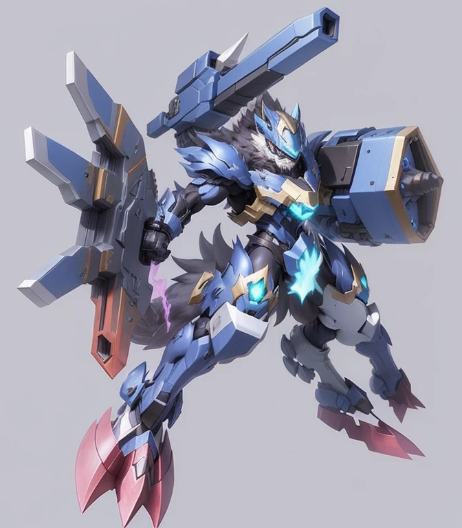 Wolf Digimon Blue Male Weapon Holding Concept Art Fantasy, Elemental fire, Skill Firepower