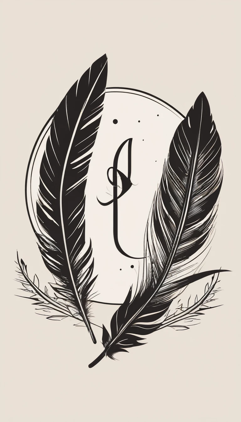 Create a minimal, modern, simple, inspirational, memorable, dream like logo design of a boy and a feather for the brand “Penamemoria".