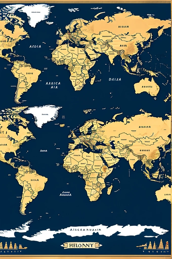 world map with various languages indicated and examples of greetings in different languages, with interaction balloons saying hello in many countries 