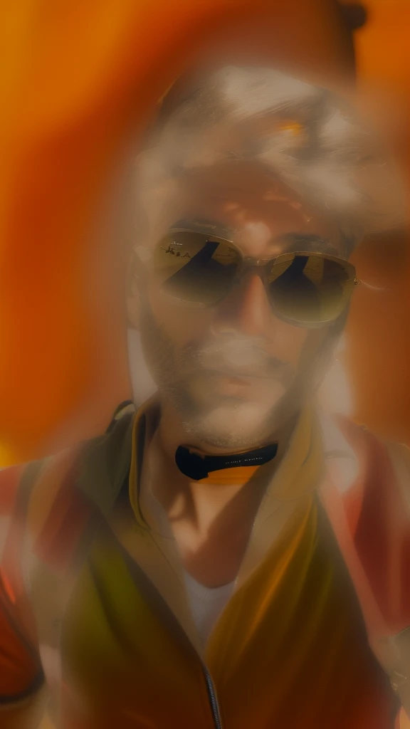 there is a man wearing sunglasses and a backpack posing for a picture, with accurate face, with sunglass, jayison devadas style, jayison devadas, wearing orange sunglasses, portait photo profile picture, profile picture, with lovely look, profile pic, with sunglasses, harsh good looking face, ayan nag, very very low quality picture background foggy forest