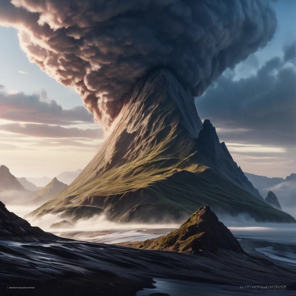 intricate detailed mystical misty island, dramatic ominous foreboding sky, unsettling eerie atmosphere, (best quality,4k,8k,highres,masterpiece:1.2),ultra-detailed,(realistic,photorealistic,photo-realistic:1.37),breathtaking landscape, moody lighting, dramatic shadows, mist shrouded, mysterious, otherworldly, surreal, dark fantasy