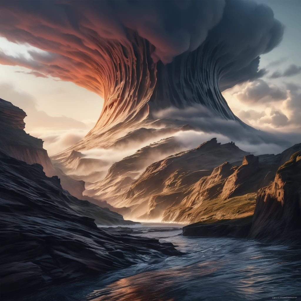 intricate detailed mystical misty island, dramatic ominous foreboding sky, unsettling eerie atmosphere, (best quality,4k,8k,highres,masterpiece:1.2),ultra-detailed,(realistic,photorealistic,photo-realistic:1.37),breathtaking landscape, moody lighting, dramatic shadows, mist shrouded, mysterious, otherworldly, surreal, dark fantasy