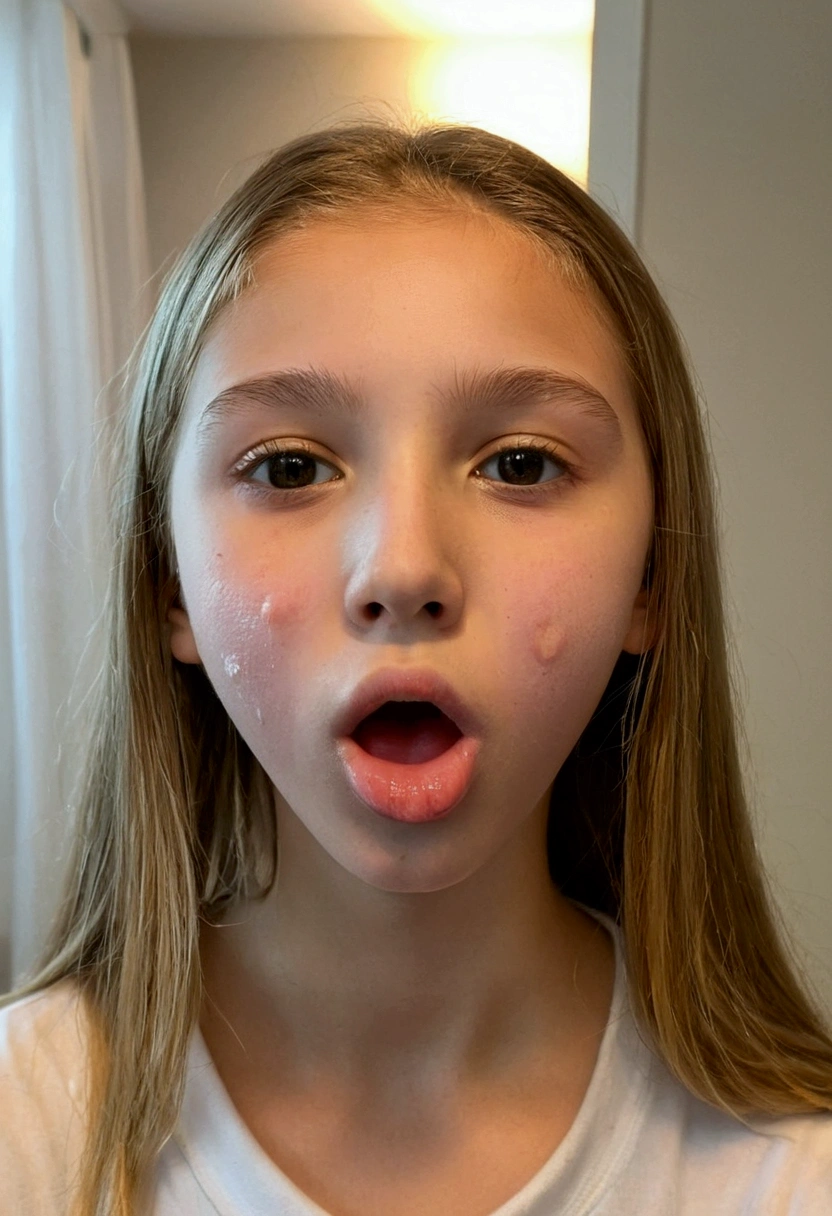 14 year old girl sucking cock with cum on her face