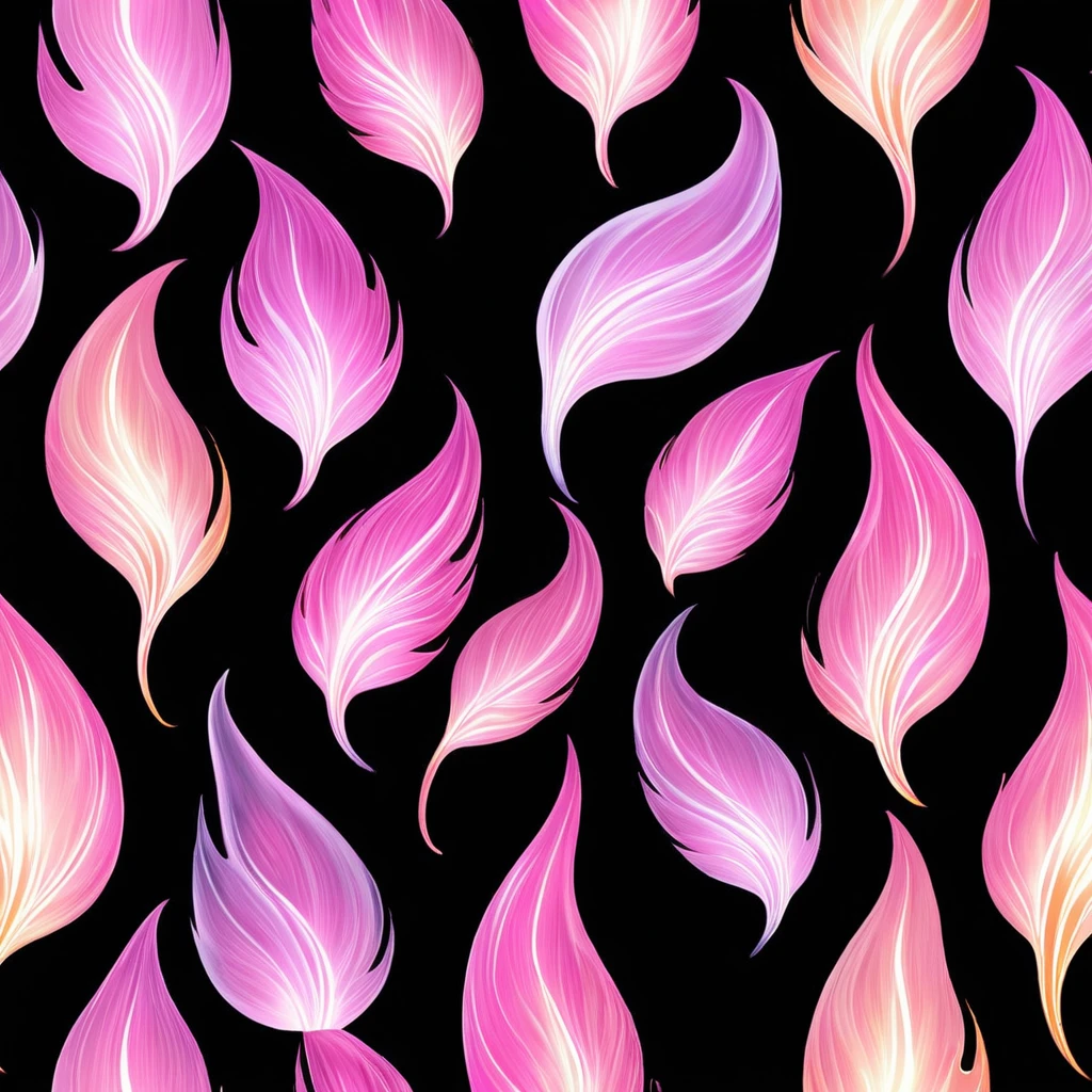 A will-o'-the-wisp character, pastel pink, realistic texture, flame-like shape, black background