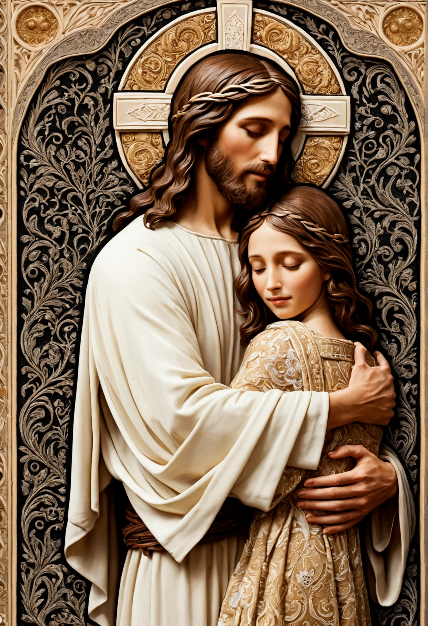Jesus hugging a woman