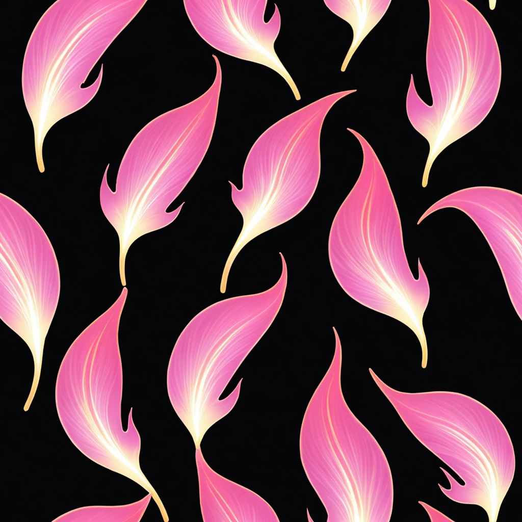 A will-o'-the-wisp, pastel pink, flame-like shape, black background