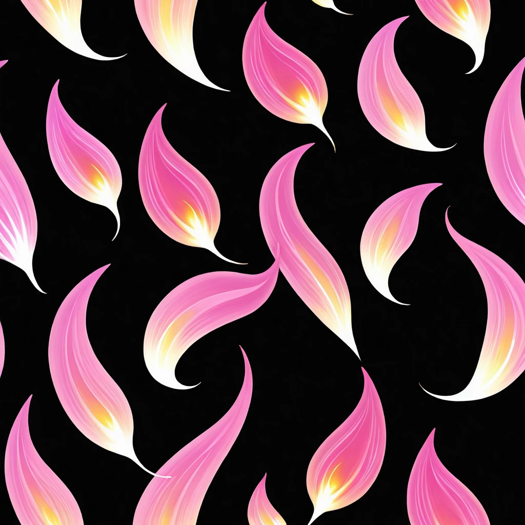 A will-o'-the-wisp, pastel pink, flame-like shape, black background
