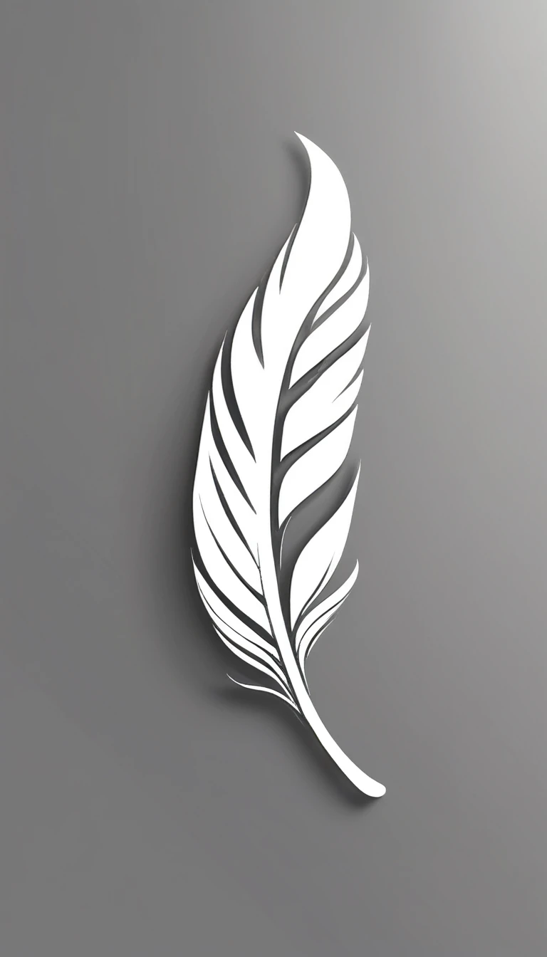 A minimal, modern, simple, cinematic logo design for the brand “Penamemoria". Create a modern, minimalistic, high-quality, white logo of a simple, fantastic, hipnotic, dreamy, artistic feather that symbolizes dreams, stories and memories