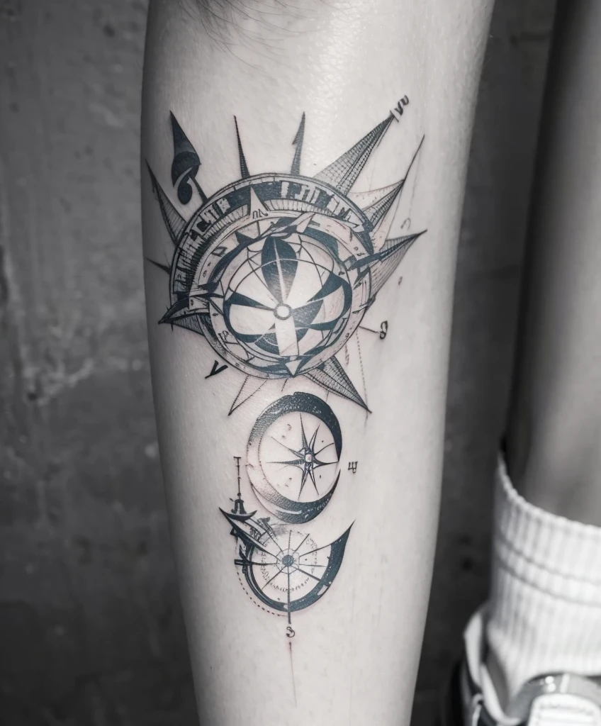 The same tattoo but instead of a planet that has a nautical compass
