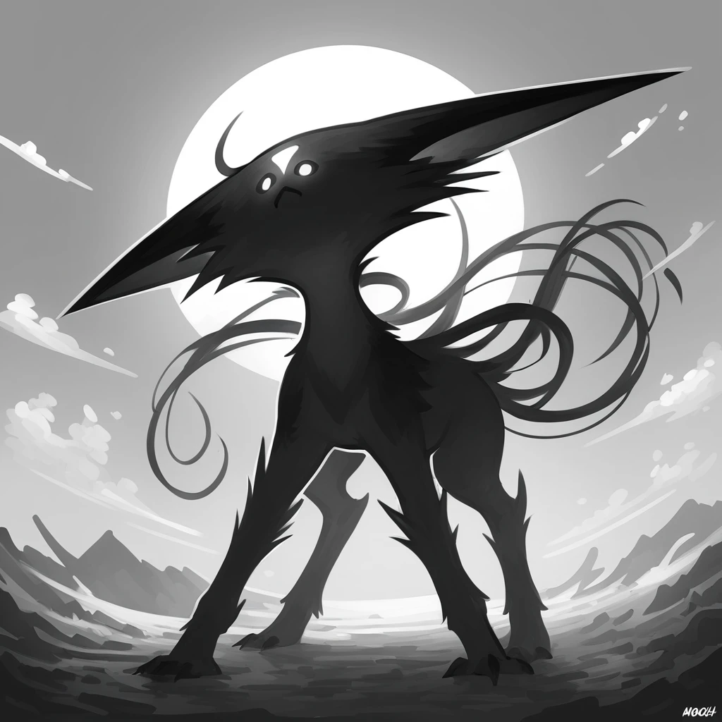 something unworldly from another breed in monochromic art style