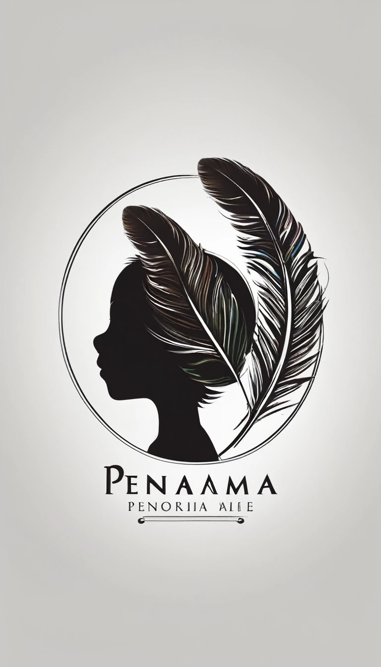 Create a minimal, modern, simple, inspirational, memorable, dream like logo design of a boy and a feather for the brand “Penamemoria".