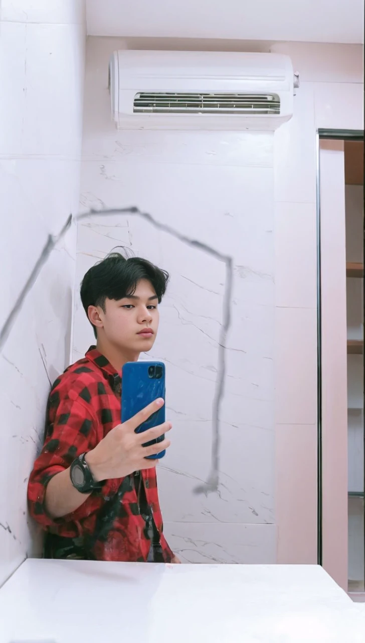 Realistic photo of solo handsome teenage men ,Standing In front of an abandoned house ,daytime