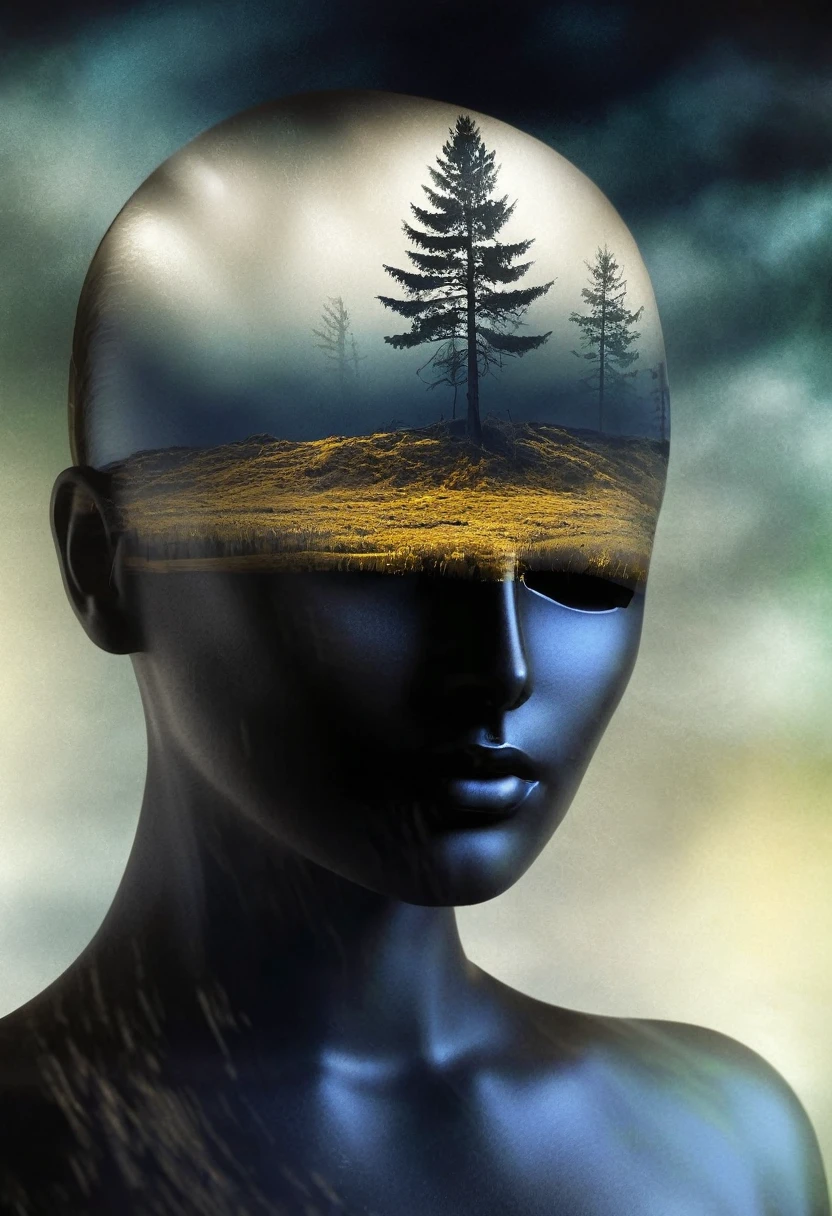 my fears seen from my soul are different my fears look sad and desolate ,the image looks very real, impressive colors 16k light of nostalgia dark and sad atmosphere depth of field 24k composition photography volume in shadows communicate idea unique piece work of art spectacular lighting