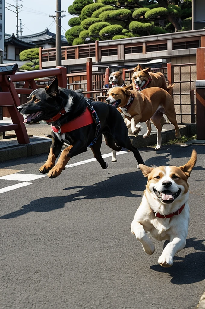 Dog invading Japan in a violent way