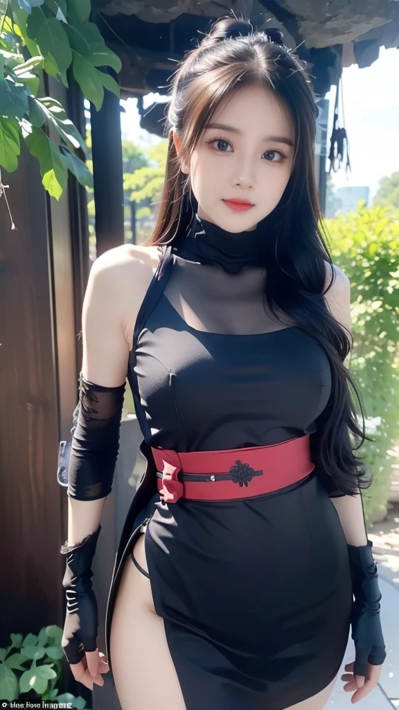 (La Best Quality,A high resolution,Ultra - detailed,actual),Ariana Grande Mosu Ninja,1 girl,Alone,standing,cowboy shot,black fur,purple shadow,old,small old,bare shoulders,face mask,mouth face mask,covered mouth,ninja face mask,japanese clothes,kimono,short kimono,heart,elbow gloves,gloves,hood,Skirt,sandals,socks,black tights,thigh strap,forest,tree,,(Ruined dungeon ruins background:1.4 ), (perfect anatomy :1.4), (Mosu Ninja :1.4), (Mosu Ninja V2.1), More detailed 8K.unreal engine:1.4,HD,La Best Quality:1.4, photorealistic:1.4, skin texture:1.4, Masterpiece:1.8,Masterpiece, Best Quality,object object], (detailed facial features:1.3),(The correct proportions),(Beautiful blue eyes:1.4),  (cowboy pose), (detailed face :1.4), (dynamic cowboy pose), (Cinematic V2.1)