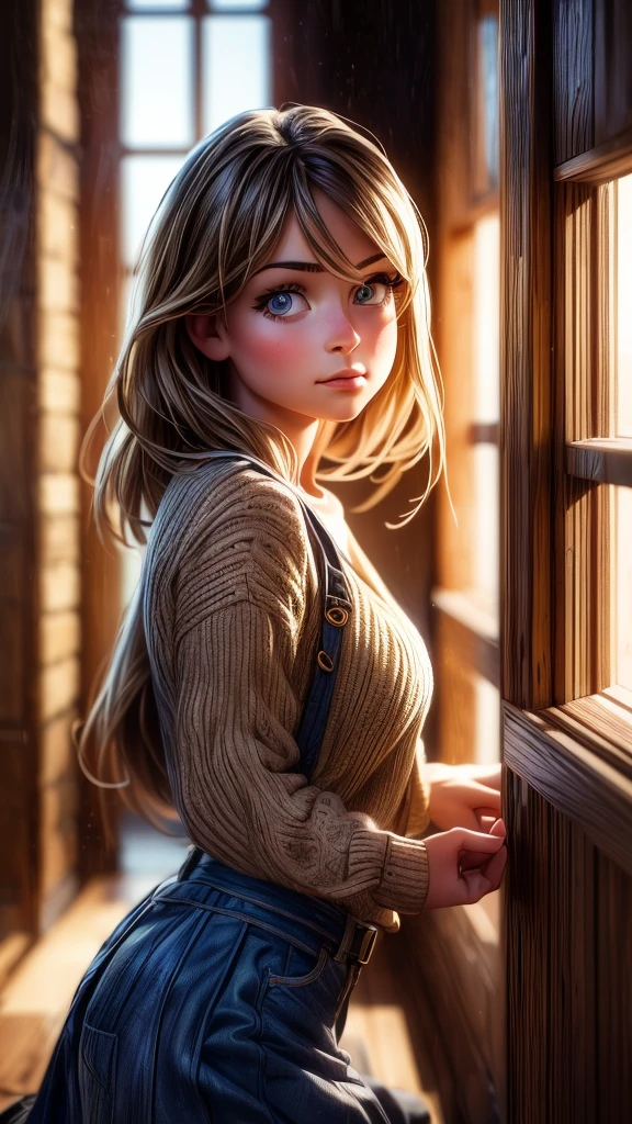 a young girl lying in the hallway of a wooden school building, beautiful detailed eyes, beautiful detailed lips, extremely detailed eyes and face, longeyelashes, school uniform, relaxed pose, sunlight streaming through windows, warm lighting, intricate wood grain textures, (best quality,4k,8k,highres,masterpiece:1.2),ultra-detailed,(realistic,photorealistic,photo-realistic:1.37),intricate architectural details,atmospheric,serene,cozy,soft colors,natural lighting