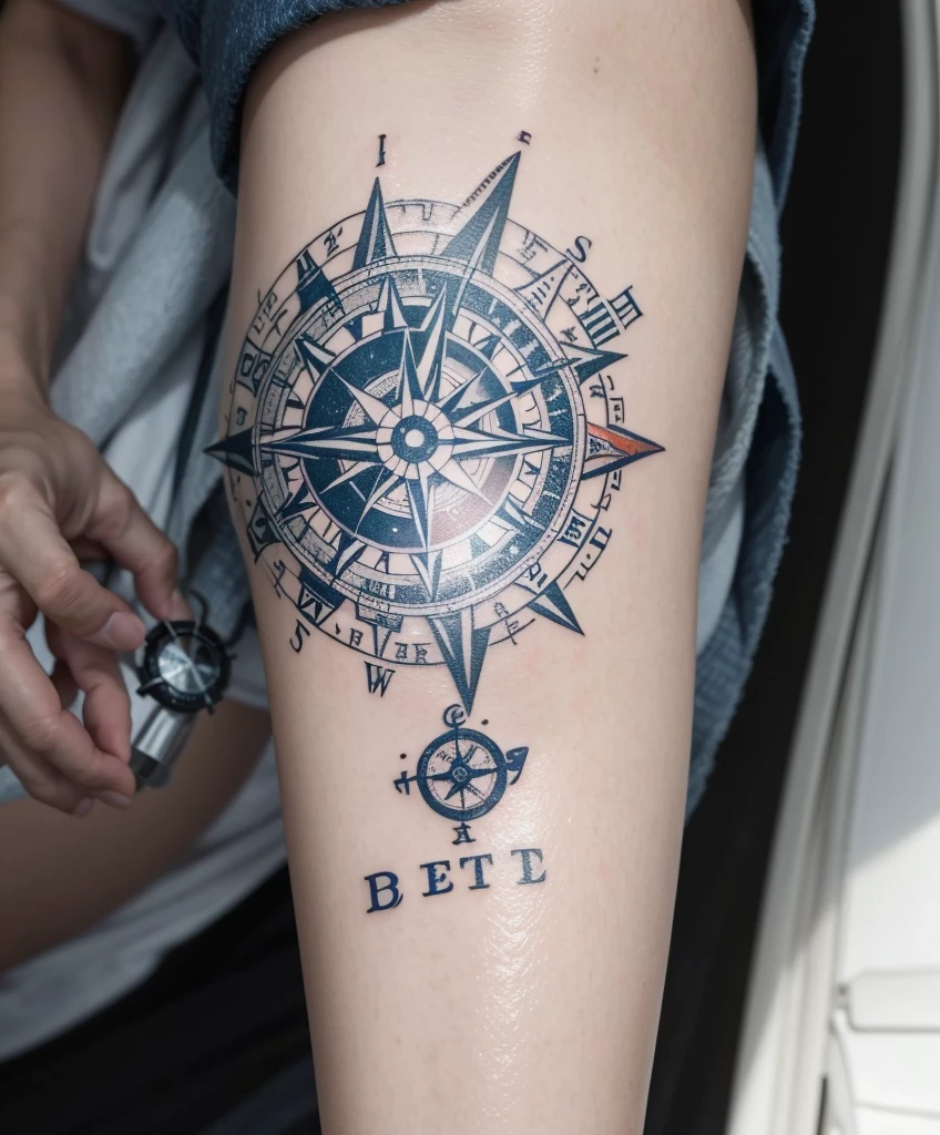 Let it be the same tattoo but instead of the planet in his hands he has a nautical compass
