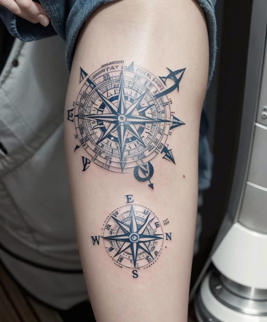 Let it be the same tattoo but instead of the planet in his hands he has a nautical compass