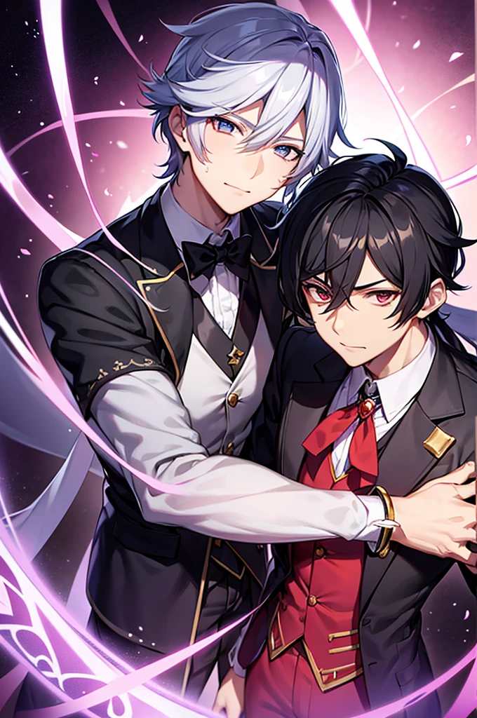 anime character in a butler uniform with a dress sword and black bow tie, hajime yatate, gurren lagan, akasuki voidstar, as an anime character, guren lagan, okata kazuto, male anime character, wataru kajika, takumi fujiwara, nefarious smirk, taisho roman, thancred waters