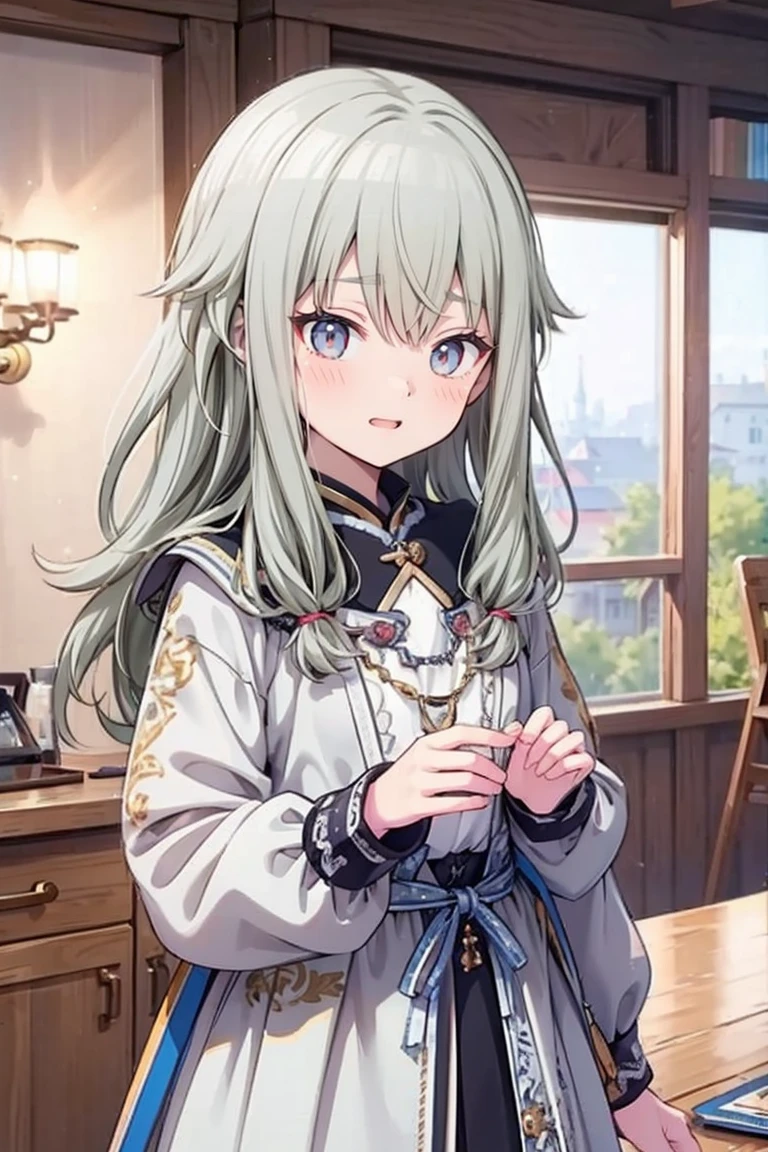 (8k, 最high quality)、Ultra-high resolution、Adorable、最high quality, beautiful, Absurd beauty、masterpiece、Best image quality、(Front facing)、good feeling、smile,Face the camera、Delicate eyes、smile、Small face、Adorable満面のsmile, 最high quality、female、Looks 20 years old、1 person、masterpiece, Most detailed, high quality、Shiny Hair、非常に細かくてbeautiful明るい目、Medium chest、nose blush、非常に精細でクリアでbeautiful顔, Awards, (Anatomically correct)、Reach out、The whole body is visible,View from above,Face Focus