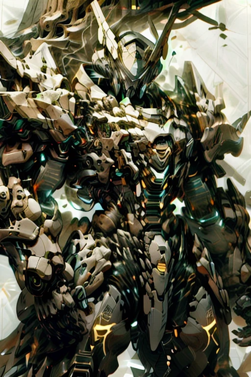 [(White background:1.5)], Hongmei tea,Gray mecha standing,Heavy armor,Strong limbs,Energy core,Powered Armor,Full nail,best quality,masterpiece,no humans,V-shaped fins,gray theme