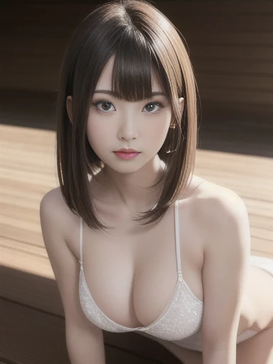 (masterpiece:1.3), High resolution, Super detailed, Highly detailed CG Unity 8k wallpaper, Realistic, photo-Realistic, RAW Photos, Beautifully detailed face, Pale skin, Realistic glistening skin, Detailed cloth texture, Detailed hair texture, Perfect body, Beautiful Face, Accurate, Anatomically correct, Highly detailed face and skin texture, Natural neck length, (Beautiful Hands), (Fair skin:1.2), Thin legs, Thin legs, Sexy thighs, break, Fine grain, Symmetrical eyes, Light brown eyes, double eyelid, Thin eyebrows, (Glossy Lips:1.4), ((Sexy Face:1.3)), (blush:1.1), break, (Very cute girl:1.3), (Wearing a red topless bikini:1.2), Large Breasts, (Hard chest, Shapely breasts, Slim figure:1.1), Toned Abs, (Dark brown hair, Wavy Hair, Medium Long Hair:1.2), ((Asymmetrical bangs:1.2)), (Nipples visible through the transparent fabric:1.3),