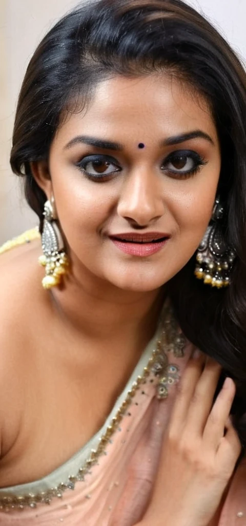 ultrarealistic hires nude photo of a 30-year-old keerthy Suresh,nipple show,pussy show,bathroom , kneeling in floor