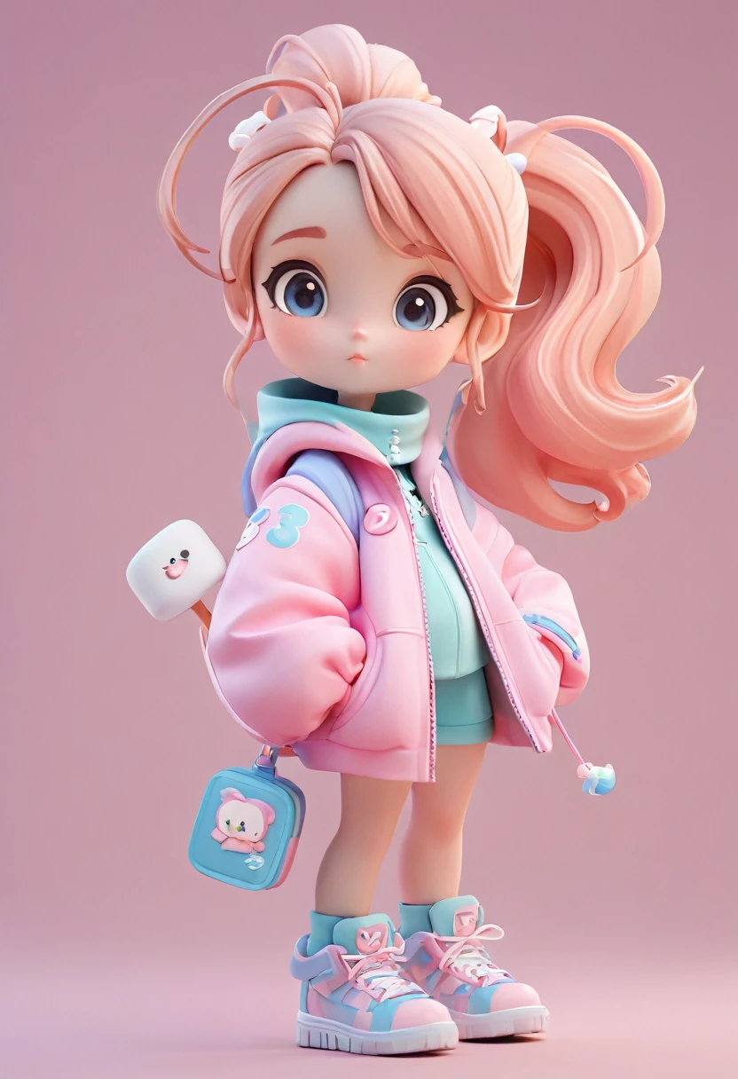 Wearing a ponytail、Marshmallow in hand、cartoon girl in pink jacket, Cute 3d rendering, Cute cartoon characters, Rendering a cute 3D anime girl, Animated Characters, Lovely characters, 3d characters, 3d characters, Cute numbers, 3d characterss, 3d characters render, 3d characters art, Arnold Maya Rendering, Cute numbers艺术, Animation style rendering