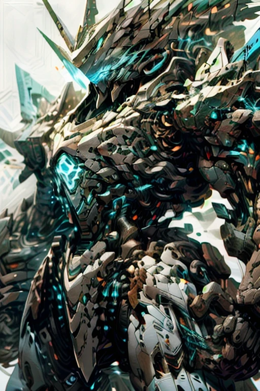 [(White background:1.5)], Hongmei tea,Blue mecha standing,Heavy armor,Strong limbs,Energy core,Powered Armor,Full nail,best quality,masterpiece,no humans,V-shaped fins,blue theme