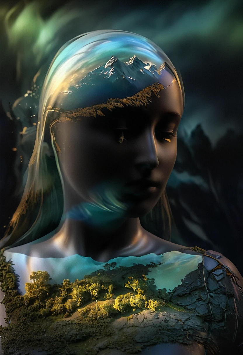 my fears seen from my soul are different my fears look sad and desolate ,the image looks very real, impressive colors 16k light of nostalgia dark and sad atmosphere depth of field 24k composition photography volume in shadows communicate idea unique piece work of art spectacular lighting