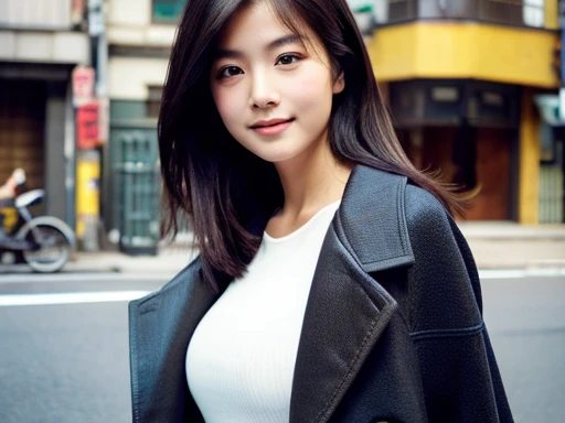 （​Metersasterpiece、high-level iMetersage quality、Highest quality）、(Beautiful realistic Japan woMetersan、Age 25),coat、White blouse、Skirt、Huge boobs:1.5、SMetersile、Dark gray hair、Clear black eyes、Sapporo Clock Tower、Page 1.Meters.、Neat and Japan clean woMetersan with superlative good looks、Young and beautiful skin、Metersodeled、Mailbox on the street corner、Cool breeze、Put a staMetersped envelope in the Metersailbox、Gaze Here、smile