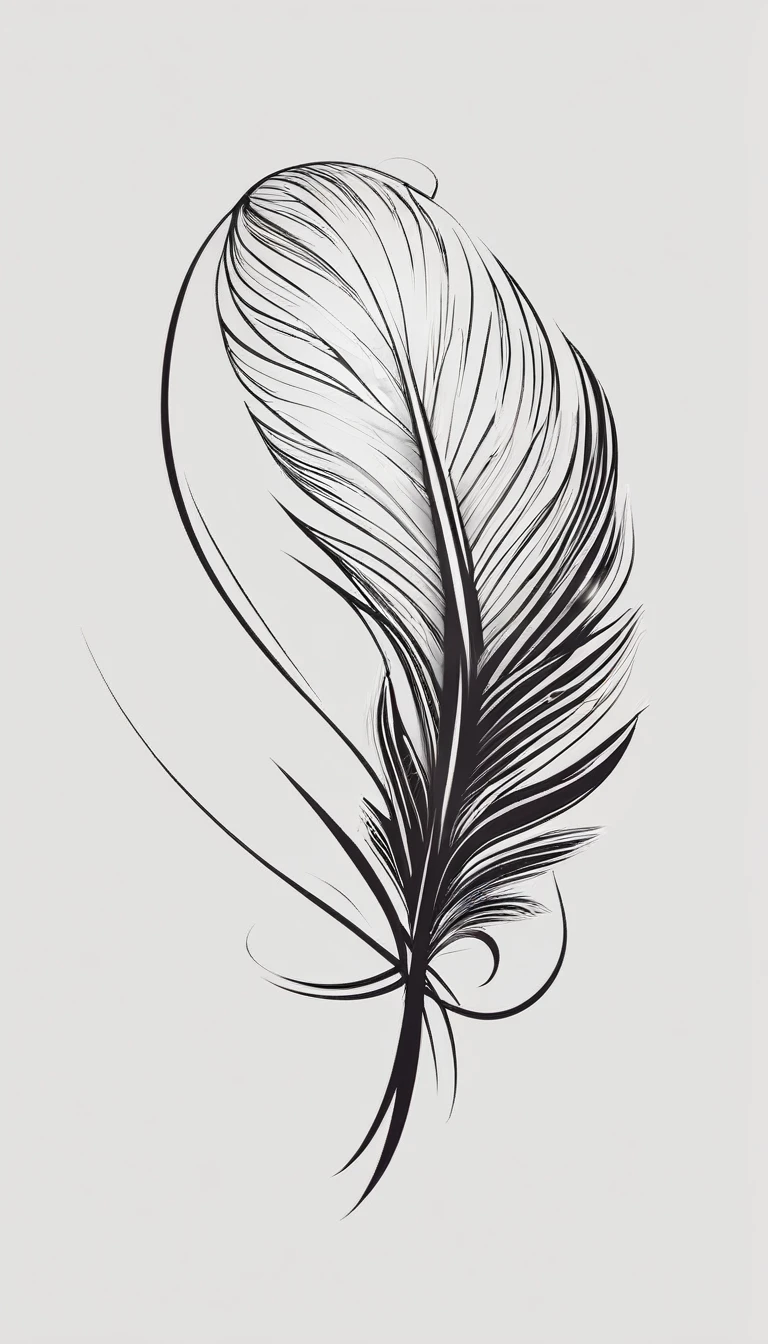 Minimalistic logo design of a fantasy, poetic feather with wings of birds for the brand “Penamemoria".
