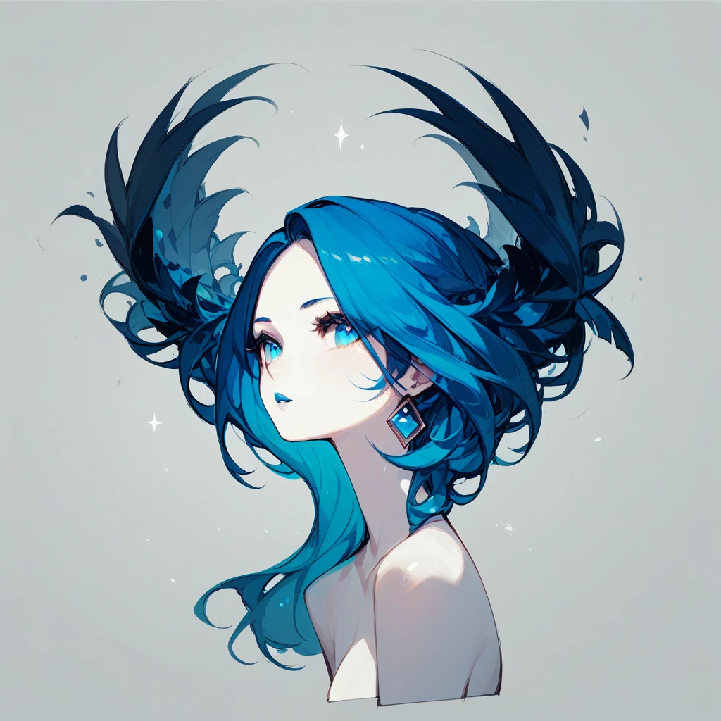 Ram's horn、girl、Aries、curly white hair、White background、Simple clothes、White Dress