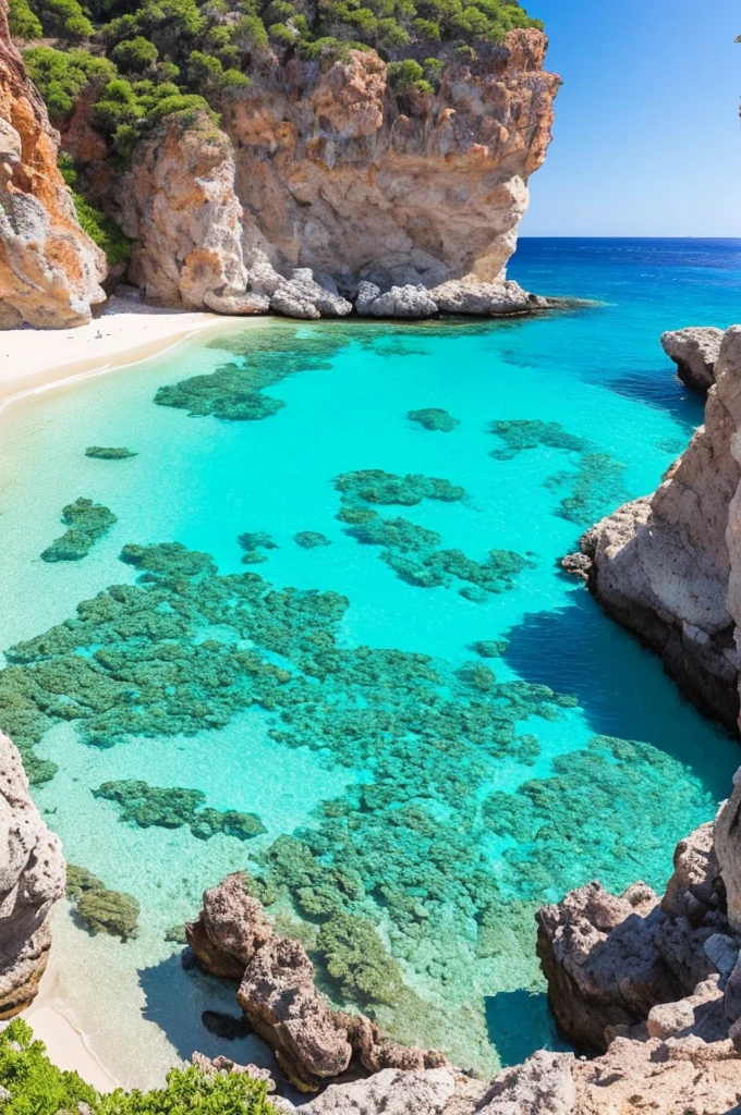 arafed view of a rocky cliff and clear blue water, a picture by Alexis Grimou, unsplash, les nabis, turquoise water, view from the sea, island with cave, puddles of turquoise water, blue waters, turquoise ocean, red sea, incredibly beautiful, azure blue water, clear blue water, white stone arches, cyprus