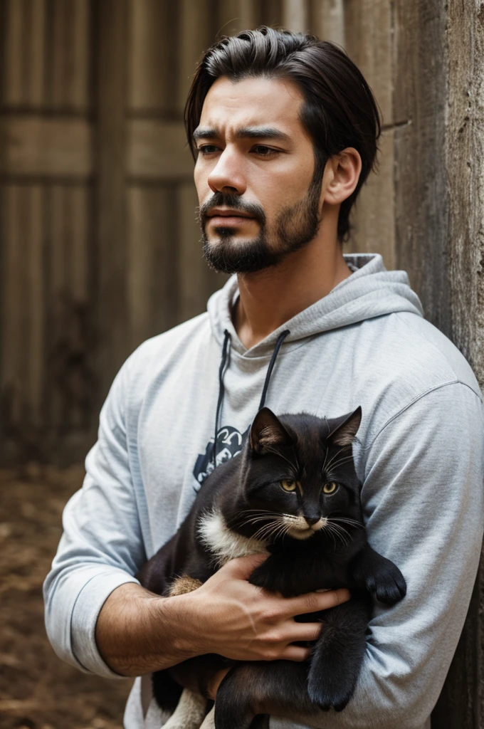 A man sad song and animals
