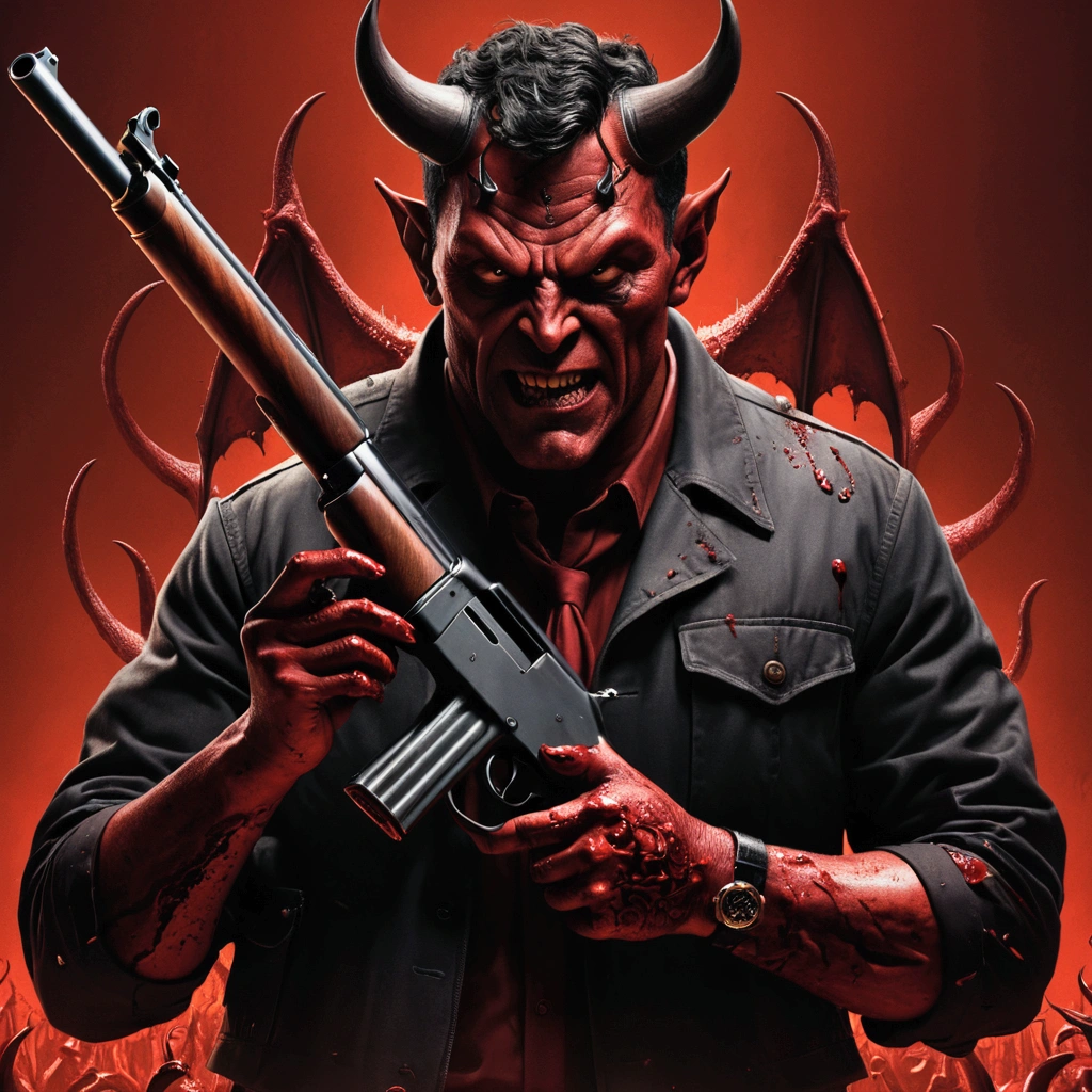 war, devil, shotgun, blood