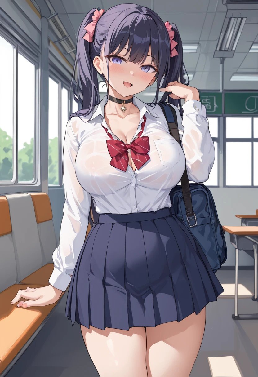 ((top-quality、8K、​masterpiece:1.3))、女の子1人、2 arms、accurate and beautiful hands、a train with many people on it、Slender Abs、hyperdetailed face、A detailed eye、二重まぶた、very Bigger breasts、large full breasts、Colossal tits、Neat and clean schoolgirl、short-hair、Straight bob hair、Shorthair with bangs、A smile、Schoolgirl Uniform、Female genitalia visible from skirt、An 18-year-old woman、Sheer white shirt、Unbutton and unfold the shirt、Exposing breasts、Navy blue ribbon at the collar、Dark Blue Pleated Micro Mini Skirt、He carried a dark blue school bag over his shoulder.............、Peek at the viewer、graphics beautiful、On the train、There are a lot of people、Show me your whole body、From head to toe、beautiful daruma pictures、 Standing、No bra、teats see through、You can see the shape of your nipples even through your shirt.............、No panties、No panties、No panties、Detailed female genitalia shape pantyhose is missing、(Facing the front)(((Blushing cheeks、embarassed expression)),(((Pull up the skirt with your right hand)))、Showing female genitalia、No pubic hair、Background depth of field、On the train、((A man in a suit standing behind))、(((molesting)))、((A man rubs my chest from behind))、(((Being touched by a man)))、Please choose one&#39;skirt in the crowd、Found in many men、Eyes are hearts、trembling with excitement、White breath、Panties on the thighs