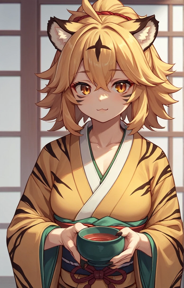 ((masterpiece,cute,Tiger Girl,kimono,A Cup)),Old Japan,alone,kemono,Cat girl,Female furry,No background,humanoid cheetah,Fantasy,