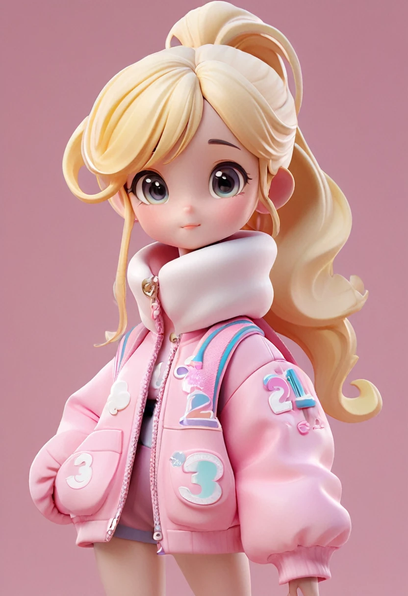 Wearing a ponytail、Marshmallow in hand、cartoon girl in pink jacket, Cute 3d rendering, Cute cartoon characters, Rendering a cute 3D anime girl, Animated Characters, Lovely characters, 3d characters, 3d characters, Cute numbers, 3d characterss, 3d characters render, 3d characters art, Arnold Maya Rendering, Cute numbers艺术, Animation style rendering