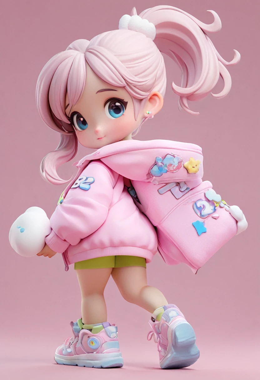 Wearing a ponytail、Marshmallow in hand、cartoon girl in pink jacket, Cute 3d rendering, Cute cartoon characters, Rendering a cute 3D anime girl, Animated Characters, Lovely characters, 3d characters, 3d characters, Cute numbers, 3d characterss, 3d characters render, 3d characters art, Arnold Maya Rendering, Cute numbers艺术, Animation style rendering