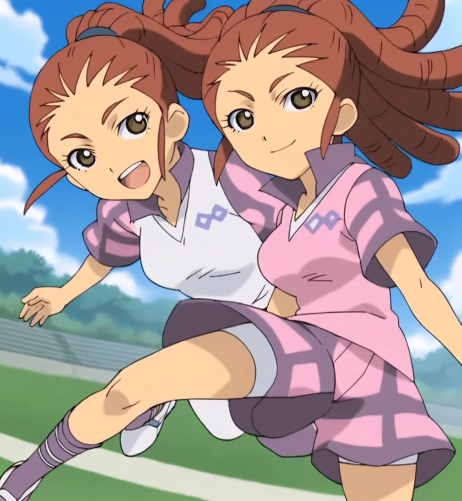 score_9, score_8_superior, score_7_superior, score_6_superior, score_5_superior, score_4_superior, sauce_anime, One girl, Midou Reika, Dreadlocks, Long Hair, High Ponytail, Brown eyes, Pause, smile, View your viewers, 　Big Breasts　ballerina　ballet　Anne O　heart　Infatuated　Dancing with the girls