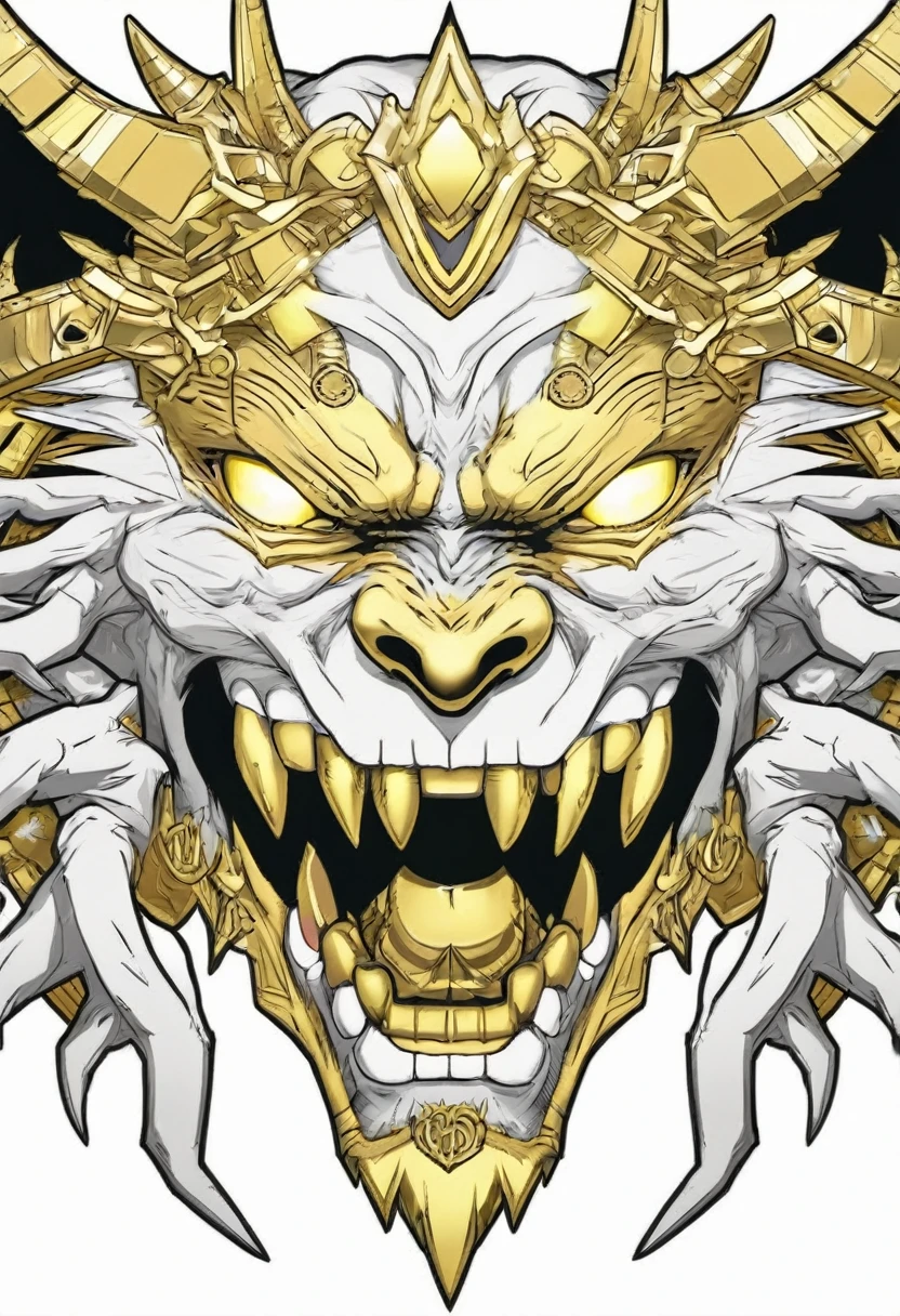 low quality、(One coin)、mouth、Teeth are visible、mouthだけ、monster、gold、Logo、central、big、Background is white