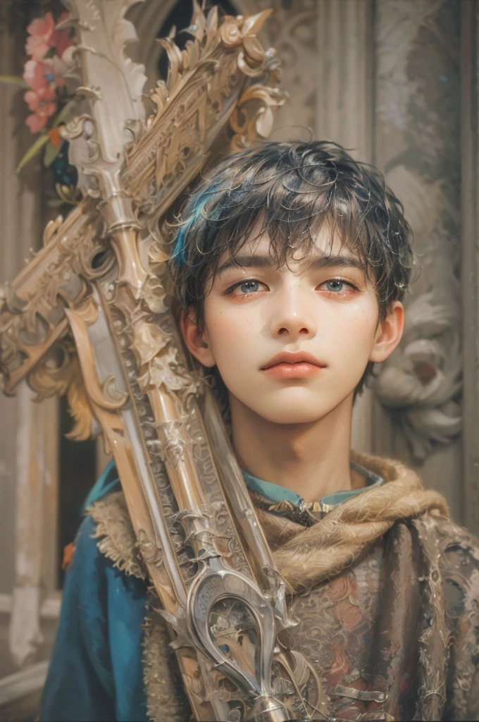 (masterpiece, top quality, best quality, official art, beautiful and aesthetic:1.2), boy, handsome, extreme detailed faces, (fractal art:1.3), colorful, highest detailed, (perfect face), shiny skin, HDR, cantarella, extremely detailed surroundings, 