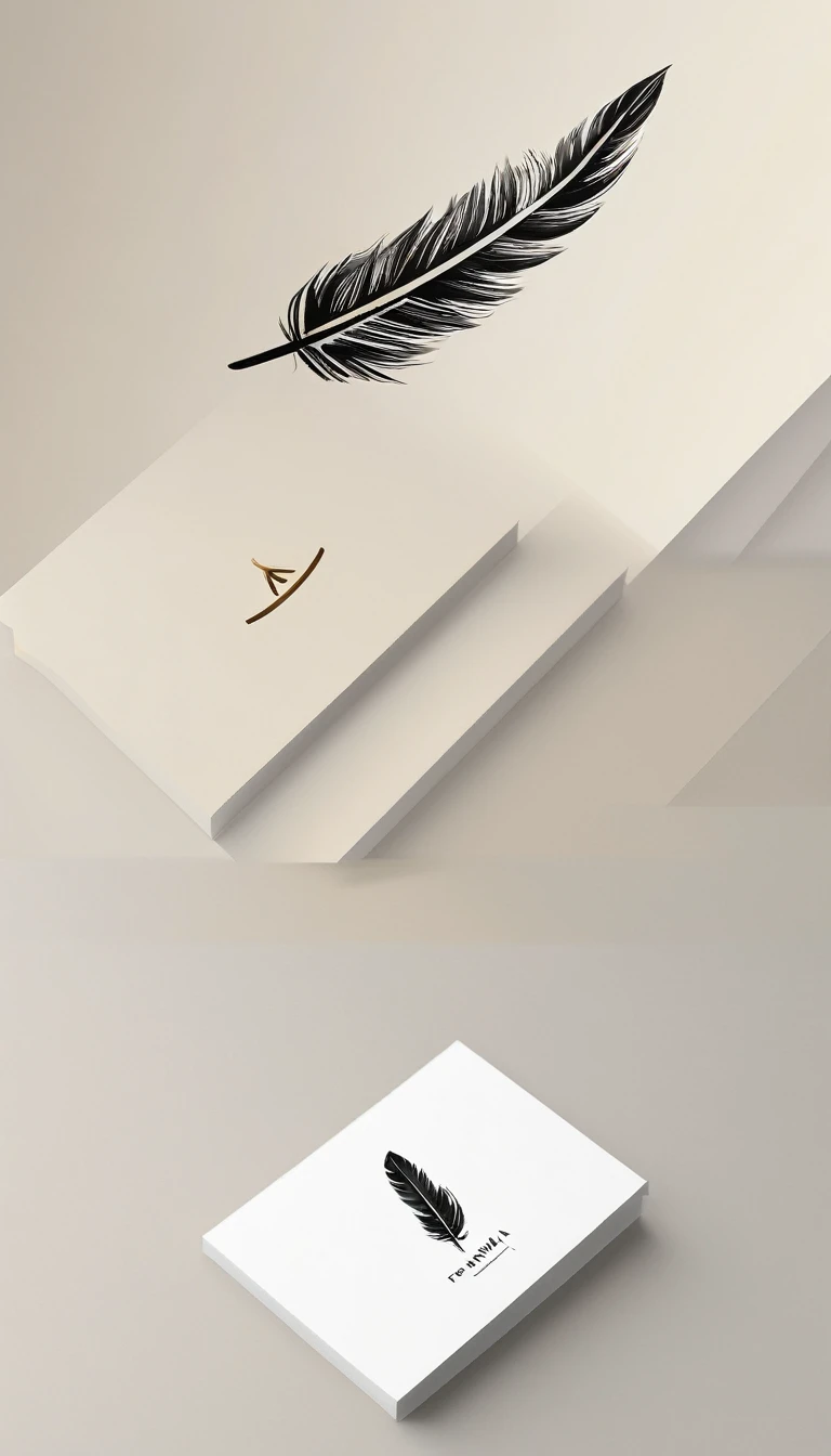 A minimal, modern, simple, cinematic logo design for the brand “Penamemoria". Create a modern, minimalistic, high-quality, logo of a boy-feather