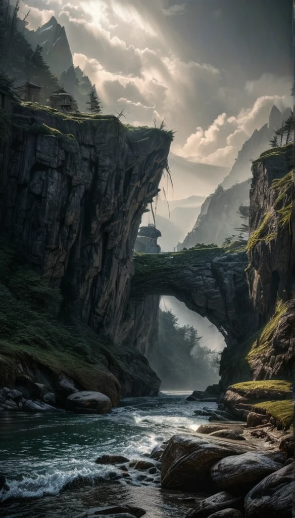 a mysterious and inaccessible dark fantasy island, rocky and rugged coastline, tall mountains with peaks hidden in the clouds, dragon island, ominous atmosphere, dramatic lighting, moody and dramatic colors, (best quality,4k,8k,highres,masterpiece:1.2),ultra-detailed,(realistic,photorealistic,photo-realistic:1.37),dramatic lighting,moody colors,dark fantasy,horror,fantasy,dramatic clouds,rocky mountains,fog,mist,dramatic coastline,jagged rocks,dragon,mystical island,dense forests,overgrown vegetation,abandoned structures,ruins,crumbling architecture