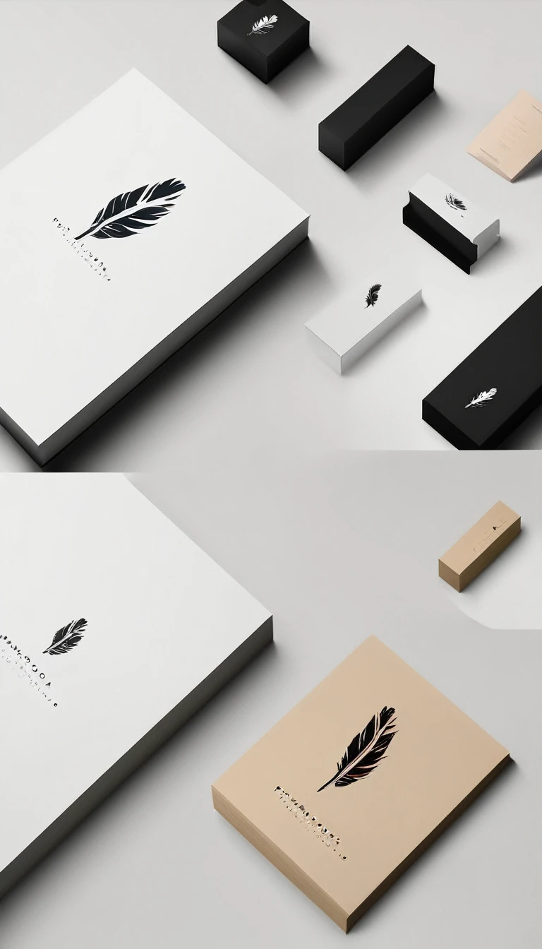 A minimal, modern, simple, cinematic logo design for the brand “Penamemoria". Create a modern, minimalistic, high-quality, logo of a boy feather