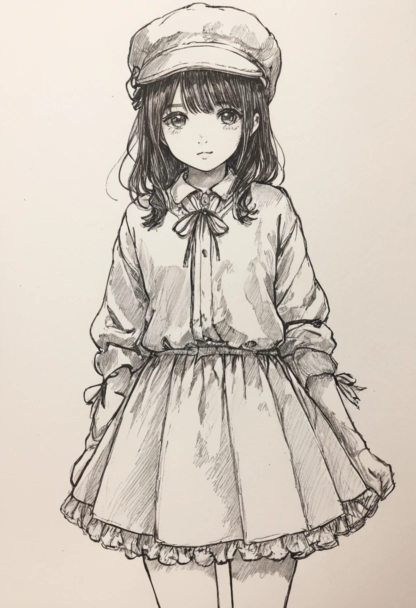score_9, score_8_up, score_7_up, score_6_up, sketch, sp1t, monochrome, Hyper detailed hatching, full body image, monochrome,best quality, high resolution, clean background, high contrast, 1 girl, monochrome, hyper detailed hatching shading,