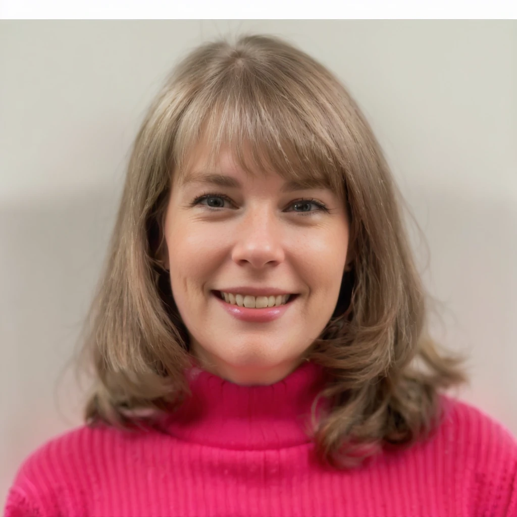 smiling woman in pink sweater with a pink sweater on, laurie greasely, laurie greasly, lynn skordal, alison williams, by Lynn Pauley, ann long, taken in the early 2020s, miranda meeks, elizabeth williams, karen carr, louise dalh - wolfe, by Jeffrey Smith, by Jim Davis, full figure