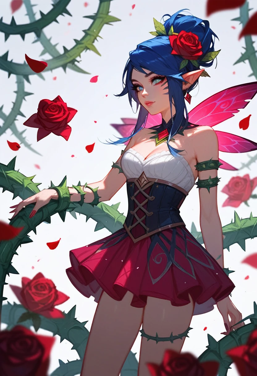 (Fraction_9,Fraction_8_Direction_7_up),1 a woman,(((bust))),Flower Fairy,League of Legends,Jela,Rose with thorns,The skirt is petals
